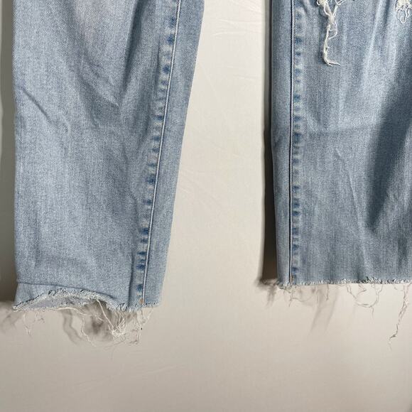 Good American 6 / 28 Good Curve Straight Leg Jeans Ripped Knee Raw Cut Hem - Picture 7 of 12